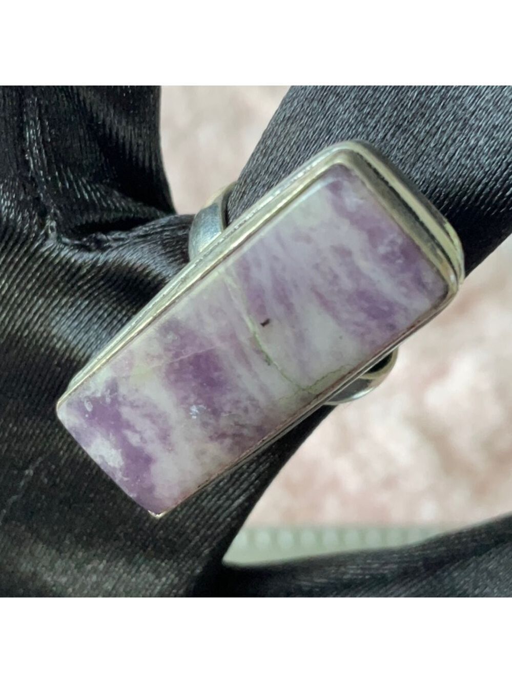Sterling Silver Lepidolite Gemstone Ring Size 7